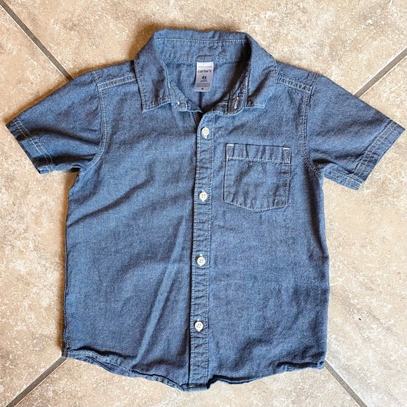 Carter's Other - 🔴2/$15 Boy’s 4T Carter’s Chambray Short Sleeve Button Down Shirt